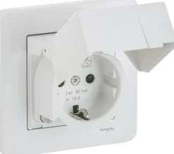 Vikavirtasuojapistorasia Schneider Electric Exxact, uppoasenteinen, JL, IP44, valkoinen