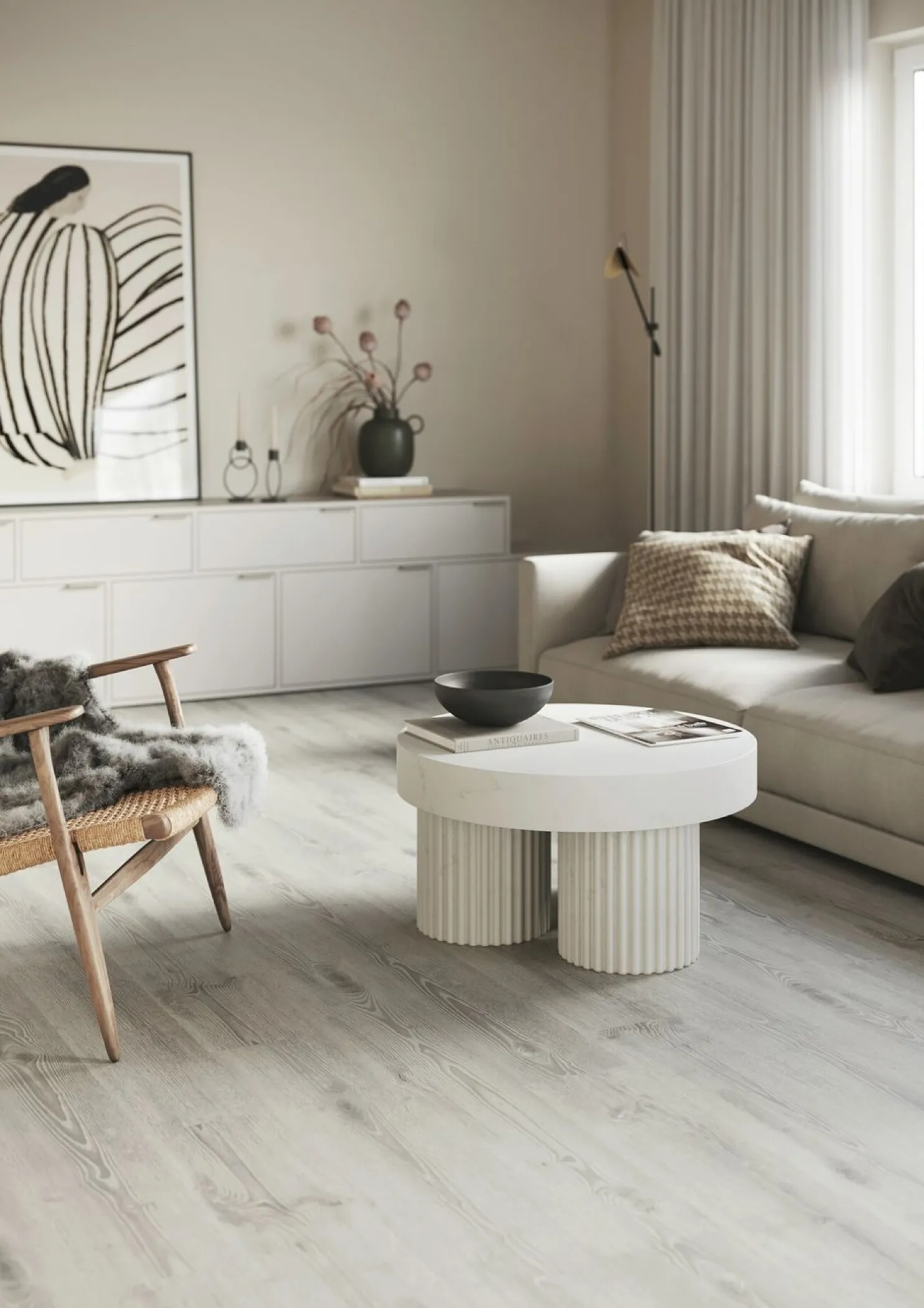 Vinyylilankku Tarkett iD Inspiration Click Solid 55 Scandinavian Oak Medium Grey