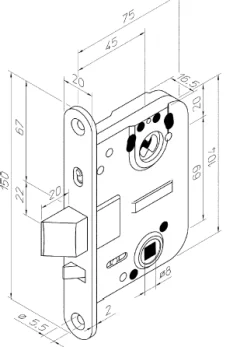 Välioven lukkorunko ST/JME 4260 vasen VL0068 IPP