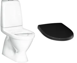WC-istuin Gustavsberg Nautic 1500 Hygienic Flush kaksoishuuhtelu piilo S-Lukko + istuinkansi Nautic 9M26 musta